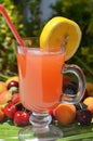 Traditional summer drink sangria - red, pink and white. With champagne, pink and red wine, strawberries, oranges, lemon Royalty Free Stock Photo