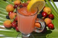 Traditional summer drink sangria - red, pink and white. With champagne, pink and red wine, strawberries, oranges, lemon Royalty Free Stock Photo