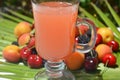 Traditional summer drink sangria - red, pink and white. With champagne, pink and red wine, strawberries, oranges, lemon Royalty Free Stock Photo