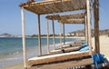 Traditional sunbeds in Naxos  island Royalty Free Stock Photo