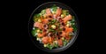 Traditional sushi - Philadelphia with salmon, avocado and cheese. Japanese cuisine. Top view. Created with Generative AI