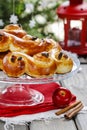 Traditional swedish buns in autumn setting