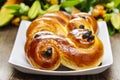 Traditional swedish buns in autumn setting