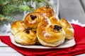 Traditional swedish buns in christmas setting