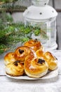 Traditional swedish buns in christmas setting