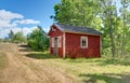 Traditional Swedish cabin painted in red color Royalty Free Stock Photo