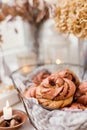 Traditional Swedish cardamom sweet buns Royalty Free Stock Photo