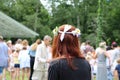 Midsommar celebration in sweden woman with hairband Royalty Free Stock Photo