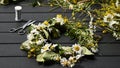 Creating flower crown for Midsummer Eve in Sweden