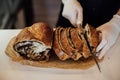 Traditional sweet bread, cozonac, babka, romanian dessert Royalty Free Stock Photo