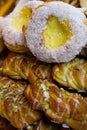 Traditional sweet pastry from Scandinavia, Norway, Norwegian Vanilla Buns, SkolebrÃÂ¸d spiral, Skillingsbol