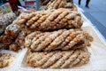 Traditional sweet sesame bread as street food in Hangzhou city