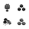 Traditional sweets black glyph icons set on white space Royalty Free Stock Photo