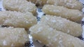 Traditional sweets cham cham served in a white plate, selective focus Royalty Free Stock Photo