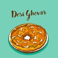 Desi ghevar vector illustration