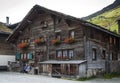 Traditional swiss alps houses in vals village alpine switzerland