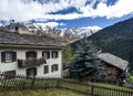 Traditional swiss alps houses in vals village alpine switzerland