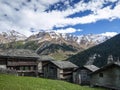 Traditional swiss alps houses in vals village alpine switzerland