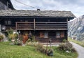 Traditional swiss alps houses in vals village alpine switzerland