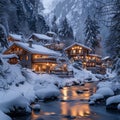 Traditional Swiss Chalet Amidst Snowy Alps offering cozy retreat Royalty Free Stock Photo