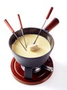 Traditional Swiss cheese and wine fondue Royalty Free Stock Photo