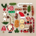 Traditional Symbols of Christmas Selection Royalty Free Stock Photo