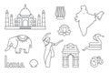 Traditional symbols of India. Contour icons