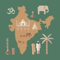 Traditional symbols of India. Flat icon