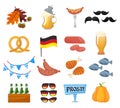 Traditional symbols of the Oktoberfest icons set. German national Oktoberfest objects isolated on white background