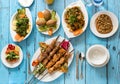 Traditional Syrian Cuisine, Kebab and Shish Taouk Royalty Free Stock Photo