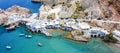 The traditional syrmata fishing village Firopotamos on the island of Milos, Cyclades, Greece Royalty Free Stock Photo