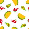 Traditional taco day vector seamless pattern Royalty Free Stock Photo