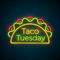 Traditional taco tuesday meal neon light sign