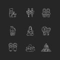 Traditional taiwanese chalk white icons set on dark background. Royalty Free Stock Photo