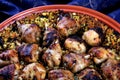 Traditional Tajine Berber Dish Made with Chicken Legs, couscous or rice Royalty Free Stock Photo