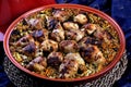 Traditional Tajine Berber Dish Made with Chicken Legs, couscous or rice Royalty Free Stock Photo