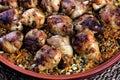 Traditional Tajine Berber Dish Made with Chicken Legs, couscous or rice Royalty Free Stock Photo