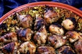 Traditional Tajine Berber Dish Made with Chicken Legs, couscous or rice Royalty Free Stock Photo