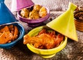 Traditional Tajine Dishes in Colorful Clay Bowls
