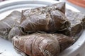 traditional tamales, wrapped in banana leaf valladolid, mexico