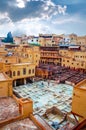 Traditional tannery in ancient medina of Fez, Morocco Royalty Free Stock Photo