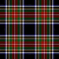 Traditional tartan plaid pattern Stewart Black. Scottish seamless dark small check in black, red, green, yellow, white.