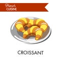 Traditional tasty croissants from french cuisine on plate