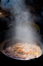 Traditional tasty hungarian goulash soup in cauldron Royalty Free Stock Photo