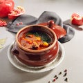 Traditional tasty hungarian goulash soup