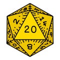 traditional tattoo of a d20 dice Royalty Free Stock Photo