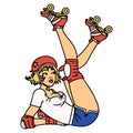 traditional tattoo of a pinup roller derby girl Royalty Free Stock Photo