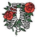 traditional tattoo of a rib cage and flowers Royalty Free Stock Photo