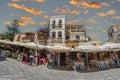Traditional taverns and restaurants, Rhodes old town, Rhodes island, Greece Royalty Free Stock Photo
