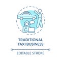 Traditional taxi business turquoise concept icon